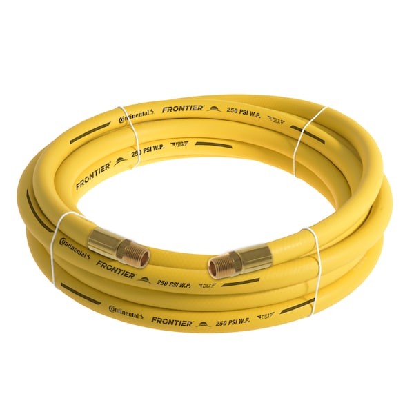1/2" x 15' Yellow EPDM Rubber Air Hose, 300 PSI, 1/2" MNPT x MNPT